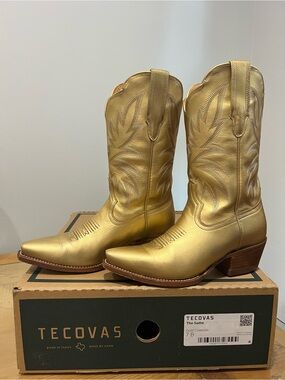 Tecovas The Sadie Metallic Gold Western Heeled Boots Gold US 7